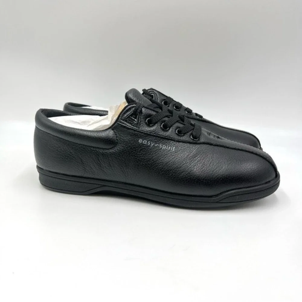 6.5W 6.5 W WIDE WIDTH Easy Spirit AP1 Black Leather Walking Sneakers Shoes‎ NEW